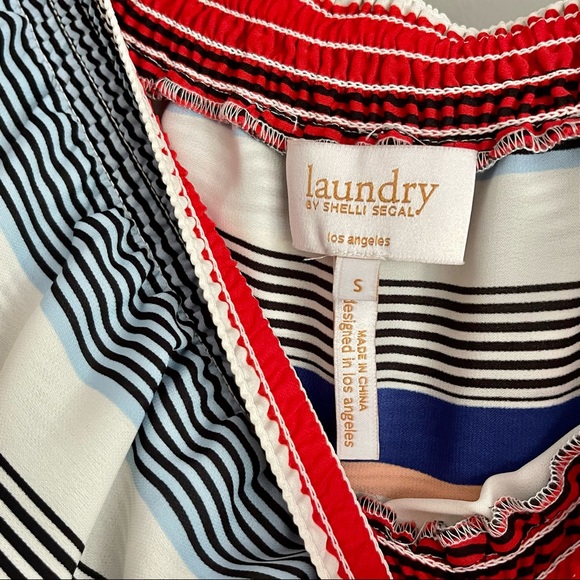 Laundry by Shelli Segal Multi Colored Striped Over The Shoulder Blouse - Picture 2 of 6